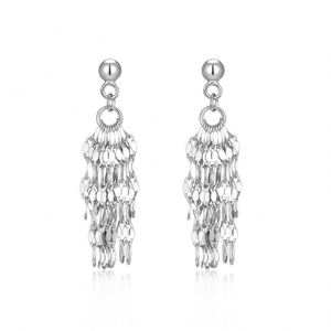 Boucles d'oreilles pendantes multicouches Dylam en or 18 carats plaqué rhodium, géométriques, à pampilles, en argent S925, bijoux bohèmes - Product Image 1