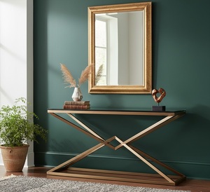 Elegant Empire <b>Console</b> <b>Table</b> Modern Design Glass Top Durable Frame for Living Room Bedroom Entryway Hotel or Commercial Space - Product Image 3