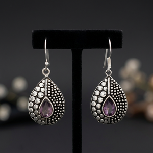AAA Quality German Silver Dangle Drop <b>Earrings</b> <b>Red</b> Zircon Gemstone Vintage Style Handmade Wedding Wholesale Lot Bulk Price H.A. - Product Image 2
