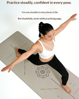 Tapis de yoga en caoutchouc naturel PU avec logo personnalisé, lignes d'alignement, antidérapant, professionnel, de luxe, pour studio de yoga, salle de sport, entraînement physique, Sports4