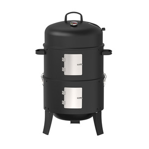 Stainless Steel Smokehouse Outdoor Round Smoker 3 In 1 Portable Detachable Grill With Thermometer For Camping Grilling - Product Image 3