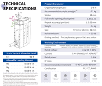 Pince parallèle électrique mini DH Robotics PGE-8-14, force 2-8N, en aluminium, Plug & Play, pour automatisation de précision