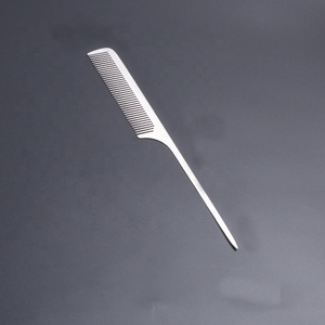 Peigne en métal pour Salon de coiffure, LOGO personnalisé en acier inoxydable, peignes de tressage en argent, peigne en queue de Rat, vente en gros - Product Image 4