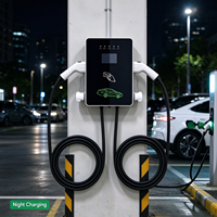 Borne de recharge murale double pour VE, station de charge AC à deux pistolets avec écran, Type 2, IP54, pour garage souterrain et parking en hall