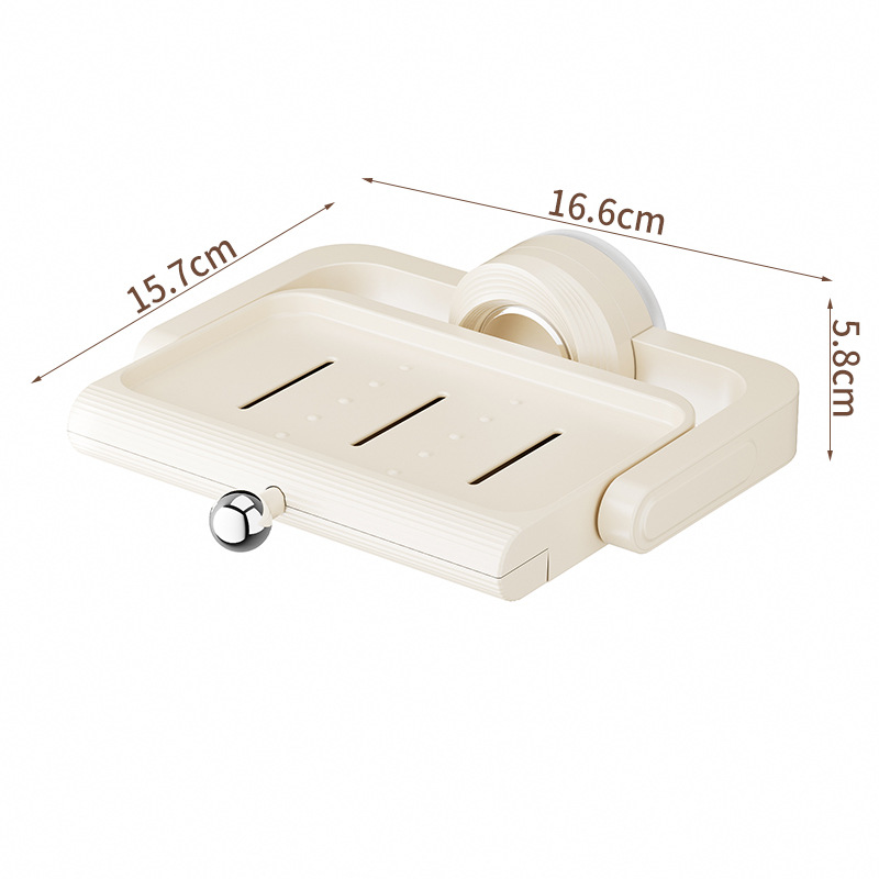 Cream-colored rotating suction cup soap dish
