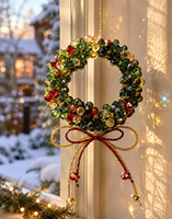 Guirlande de Noël scintillante perlée 2026, attrape-soleil fait main, ornement de fenêtre, décoration de table de Noël, cadeau pour maman et elle