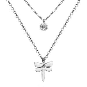 Women 14k Gold Plated Double Chain <strong>Dragonfly</strong> <strong>Jewelry</strong> Steel Pendant Necklace <strong>Jewelry</strong> for Women - Product Image 5