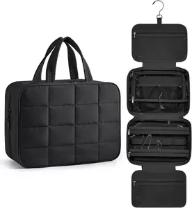 नवीनतम मेकअप कॉस्मेटिक बैग ऑर्गनाइज़र कैरी-ऑन ट्रैवल एक्सेसरीज़ एसेंशियल बैग बड़ी क्षमता वाला ट्रैवल हैंगिंग टॉयलेटरी बैग