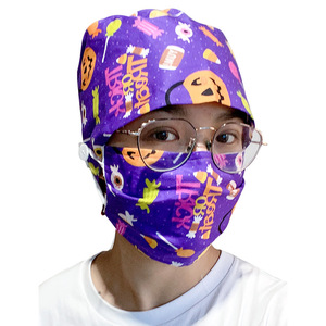 Chapeau chirurgical imprimé série Halloween, chapeau de médecin et d'infirmière, coton, plus boucle, chapeau à nouer pour soins intensifs, unisexe - Product Image 4