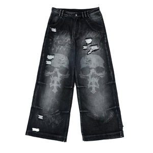 Pantalones Vaqueros Vintage Personalizados de Estilo Urbano Y2K para Hombre, Pantalones Vaqueros Anchos con Estampado de Estrellas, Estilo Gótico, al por Mayor, Corte Bootcut y Nueva Moda - Product Image 4