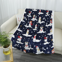 Belle couverture polaire Sherpa en flanelle imprimée pingouins pour la maison floue douce confortable épaisse chaude couverture de jet personnalisée