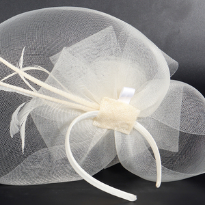 OEM Custom <strong>White</strong> <strong>Fascinators</strong> <strong>Headband</strong> with Feather Women's Tea Party Hat for Kentucky Derby Cocktail Wedding Fancy Dress Party - Product Image 5