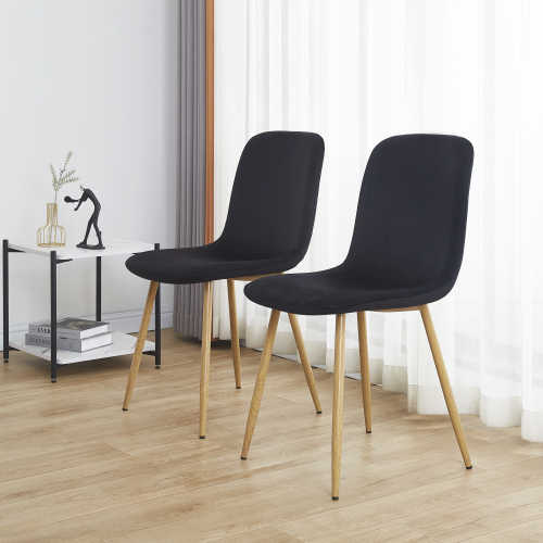 4PCS FCJ Minimalist Dining Chair Plastic Leather Wooden Chair for Home Living Room Office Kitchen Light Backrest Home Furniture