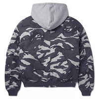 Veste streetwear pour homme, veste bomber réversible à capuche en coton sergé camouflage vintage surdimensionnée personnalisée pour l'hiver