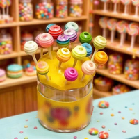 Miniature d'usine en résine, sucette rayée arc-en-ciel, accessoire de maison de poupée, bonbon, colle crème, artisanat, accessoire photo, kit de décoration