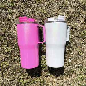 <b>Kids</b> Children's 20oz Sparkly Shimmer Holographic Glitter Blank Sublimation Travel Tumbler Mug with Handle - Product Image 3