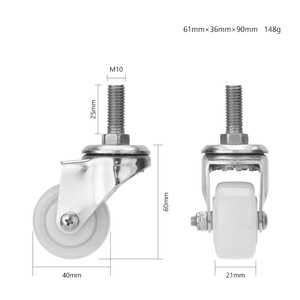 1,5 Zoll <span class=keywords><strong>40mm</strong></span> Nylon Edelstahl Lenk rolle Schraube Vorbau PA 304 Edelstahl poliertes Rad mit verriegeln der Schwenk bremse - Product Image 2