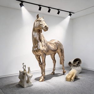 Escultura de <span class=keywords><strong>Caballo</strong></span> de Latón Realista de Lujo Moderno - Forjada a Mano y Pulida a Espejo, Personalizable para Decoración de Interiores de Alta Gama - Product Image 6