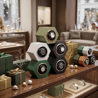 Remontoir de montre de luxe hexagonal en cuir PU avec lunette électroplaquée, série connectable 6 couleurs, boîtier pour marques professionnelles en ligne