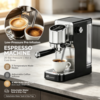 Anbolife 20 Bar RVS Compacte Espresso- en Cappuccinomachine met Digitale Besturing voor Thuis, Kantoor, Latte OEM Fabrieksdirect