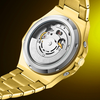 Mode luxe Tourbillon squelette montre cadran en or Phase de lune montre automatique mécanique montre-bracelet pour hommes