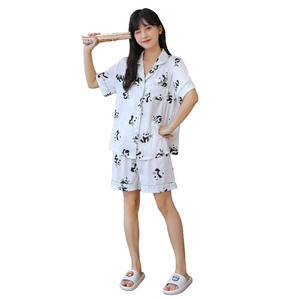 <span class=keywords><strong>Pigiama</strong></span> da donna ultrasottile in raso di seta di ghiaccio nuovo Set Casual da casa <span class=keywords><strong>con</strong></span> risvolto di coppia <span class=keywords><strong>Panda</strong></span> per il sonno autunnale e primaverile - Product Image 5