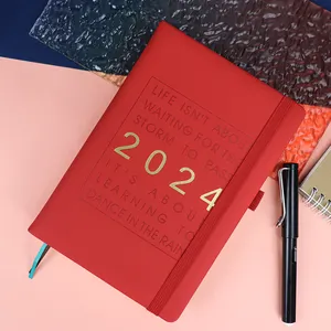 2024 mais popular promocional personalizado A5 caderno calendário diário com logotipo marcador elástico para o presente de natal anonovo