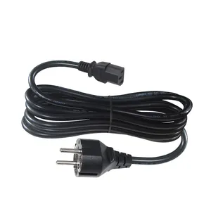 European Eu H05VV-F 0.75MM2 3ft 6ft 3 Pin C13 AC Black Cable Plug Power Cord Electric Supply for Hair Dryer Laptop