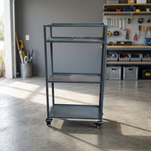 Steel 3 Tier Storage <b>Trolley</b> With Four Wheels Lake Blue Powder Coated Movable Multilayer Structure - Product Image 2