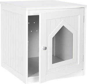 Caja de arena oculta blanca con ventilación, moderna, apta para las cuatro estaciones, ideal para casas de madera de tamaño mediano. - Product Image 1