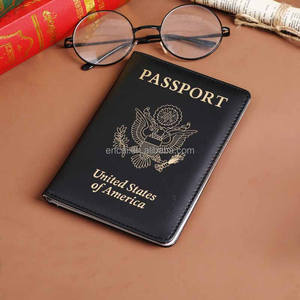 Porte-passeport en gros bon marché avec fente pour <span class=keywords><strong>carte</strong></span> étui à passeport en cuir PU couverture de passeport de voyage des États-Unis et étiquette de bagage - Product Image 2
