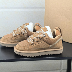 Botas de Nieve de Diseño de Lujo, Marca de Lujo, Estilo Clásico para Mujer, Plataforma de Piel de Oveja, Malla de Algodón, con Cordones - Product Image 4