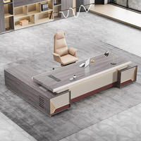 LBZ-089-22 Mobilier de bureau de luxe pour dirigeants, design moderne, bureau de direction pour PDG, cadre, exécutif, panneau mélaminé, processus de scellement des bords complets, CE