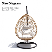 Fauteuil suspendu moderne en forme de goutte d'eau pour patio, chaise œuf d'extérieur avec coussin, siège balançoire en rotin PE pour salon et chambre