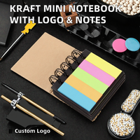 Carnet miniature à couverture rigide en papier kraft, cadeau publicitaire, logo personnalisé, reliure spirale, bloc-notes autocollant assorti
