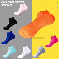 Chaussettes de course athlétiques unisexes à semelle amortie, socquettes de sport personnalisées à compression en nid d'abeille, respirantes, extensibles, coupe ajustée, vente en gros