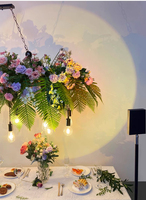 Lustre industriel LED avec design floral et plantes vertes, couleur et taille personnalisables, éclairage dimmable pour hôtel et bar