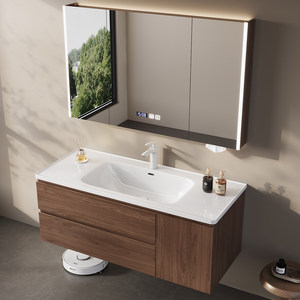 Modern solid wood intelligent defogger hot curved integrated basin wash basin cabinet wash basin - Product Image 4