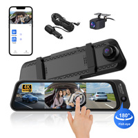 Caméra de tableau de bord DVR pour voiture avec triple objectif 9,66 pouces, vision nocturne, Wi-Fi, application, GPS, 180 degrés, caméra avant 4K + caméra arrière 2K, ODM/OEM