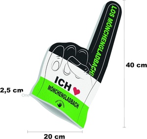 HIGH FIVE FINGERS Mnchengladbach - Guantes de Espuma con Texto en Forma de Corazón para Fútbol, Balonmano, Atletismo, Artículos para Fanáticos, Juegos, Estadios, Eventos, Talla Única - Product Image 3
