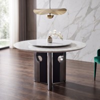 Ensemble de table à manger de luxe moderne pour hôtel, table haute en marbre blanc, table en pierre naturelle, mobilier de maison, table à manger ronde en marbre