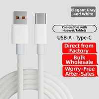 Kabel USB ke Type-C TPE Braided Murah Grosir Langsung Pabrik, Pengisian Cepat 6A, Konduktor Tembaga Murni untuk Ponsel Android