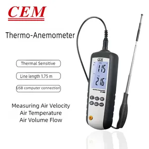 Anemómetro telescópico de hilo caliente CEM DT-3880 USB de alta precisión 0.1-25m/s para medición de volumen de aire en pruebas ambientales y limpieza - Product Image 5