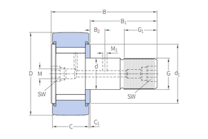Rouleau <span class=keywords><strong>de</strong></span> guidage à point d'appui <span class=keywords><strong>de</strong></span> type <span class=keywords><strong>goujon</strong></span> 16x35x52.1mm KRV 35 PP Roulement à came utilisé pour les machines d'emballage - Product Image 6