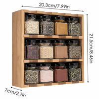 Porte-épices à tiroir à 3 niveaux Organisateur en bois de bambou avec 12 pots à condiments et support de support, support de stockage des aliments en conserve
