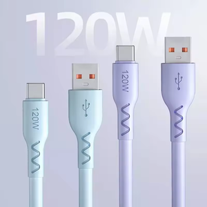 Cáp sạc nhanh Type C 120W chất liệu silicon TPE, dòng điện 6A, cáp dữ liệu <span class=keywords><strong>USB</strong></span> C dành cho thiết bị IOS, điện thoại di động, máy tính, máy in - Product Image 1