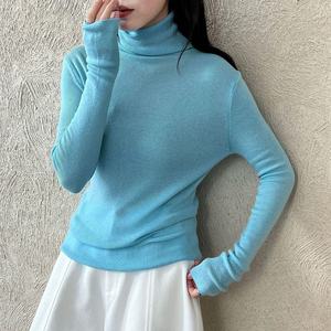 Pull en tricot à col roulé décontracté de style coréen de haute qualité pour femmes, automne-hiver, coupe ajustée - Product Image 1