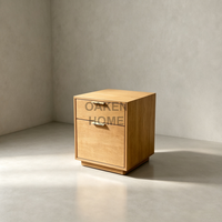 Table de chevet en bois de chêne naturel à 2 tiroirs, personnalisable en usine OAKEN, meuble de chambre à coucher, table de chevet fermée