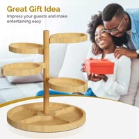 Présentoir à pâtisseries rotatif en bois 5-en-1 détachable et personnalisable pour buffet de nourriture et desserts, outils à gâteaux