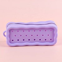 Sac à crayons portable en silicone grande capacité, étanche, avec trous, pour étudiants, pour fournitures scolaires